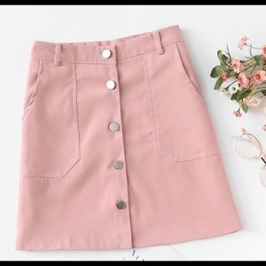Cream Pink Denim Skirt